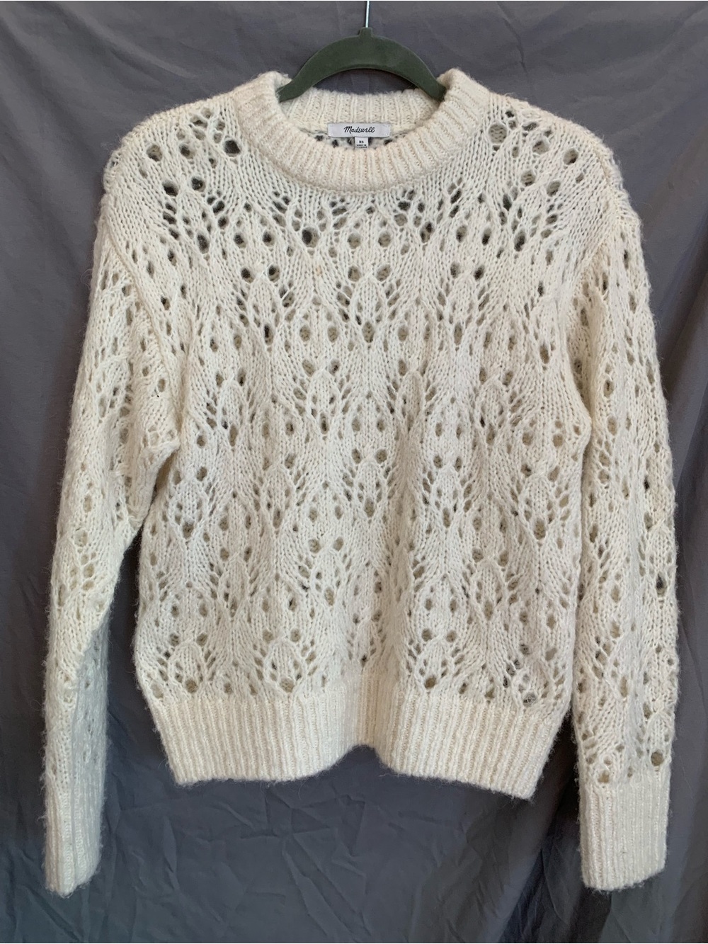Madewell Ivory Open-Knit Crewneck Sweater